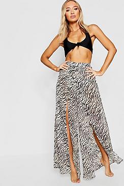 Boohoo Zebra Split Leg Beach Trouser