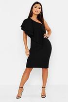 Boohoo Ruffle One Shoulder Midi Dress