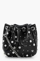 Boohoo Jackie Faux Peal & Star Stud Duffle Bag