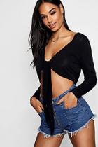 Boohoo Sophie Tie Front Knitted Crop
