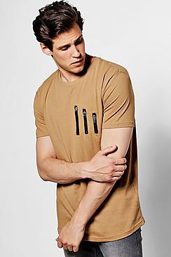 Boohoo Skater Zip T Shirt With Curve Hem