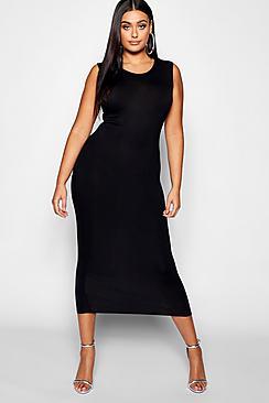Boohoo Plus Sleeveless High Neck Midi Dress