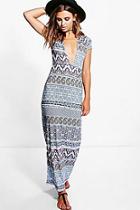 Boohoo Petite Tilly Plunge Neck Cap Sleeve Maxi Dress