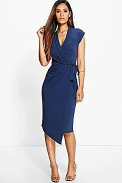 Boohoo Alice Wrap Front Midi Dress