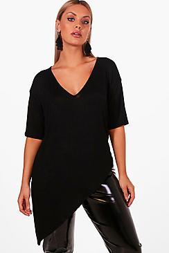 Boohoo Plus Tara Asymmetric Hem T Shirt