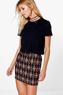 Boohoo Avisa Autumnal Aztec Mini Skirt