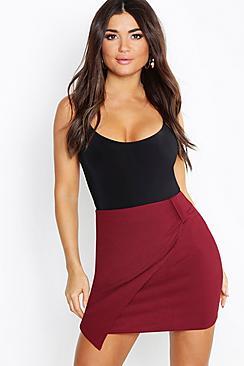 Boohoo Twist Ribbed Wrap Mini Skirt