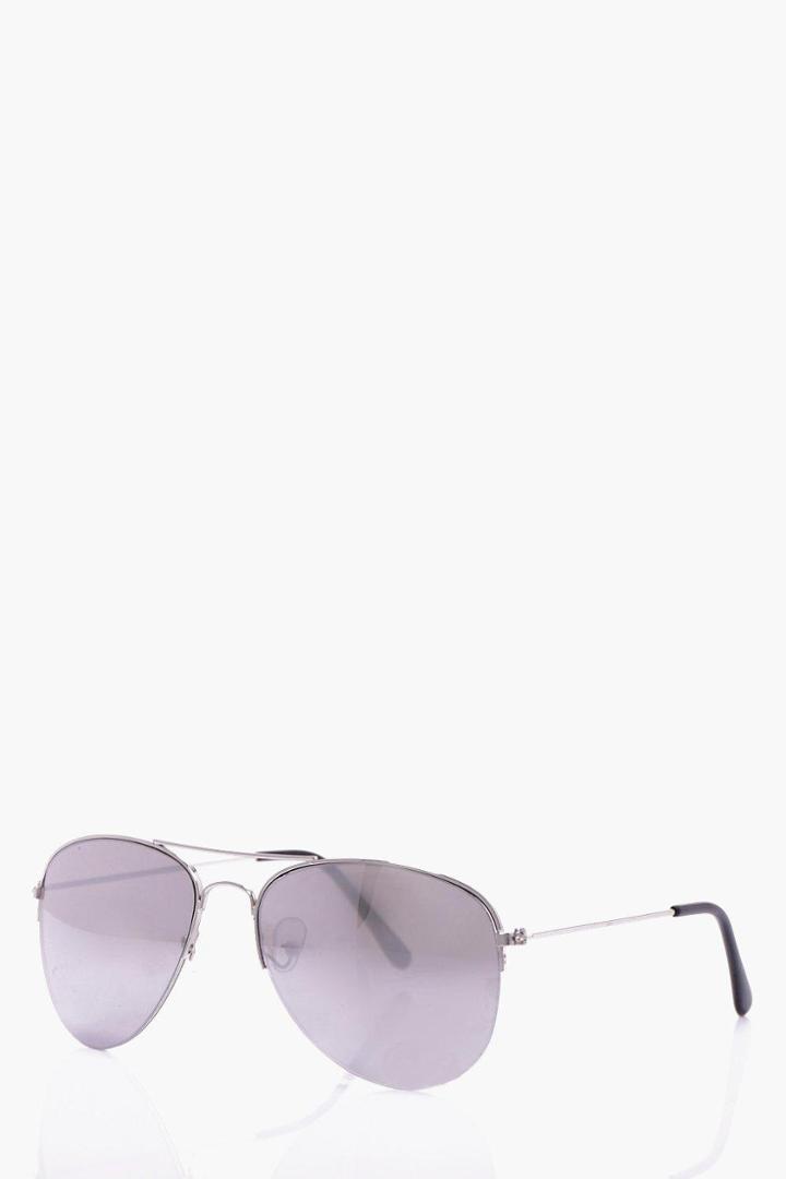 Boohoo Silver Frame Classic Aviator Sunglasses Silver