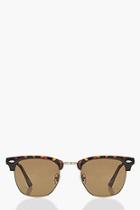 Boohoo Square Top Tortoiseshell Sunglasses & Case