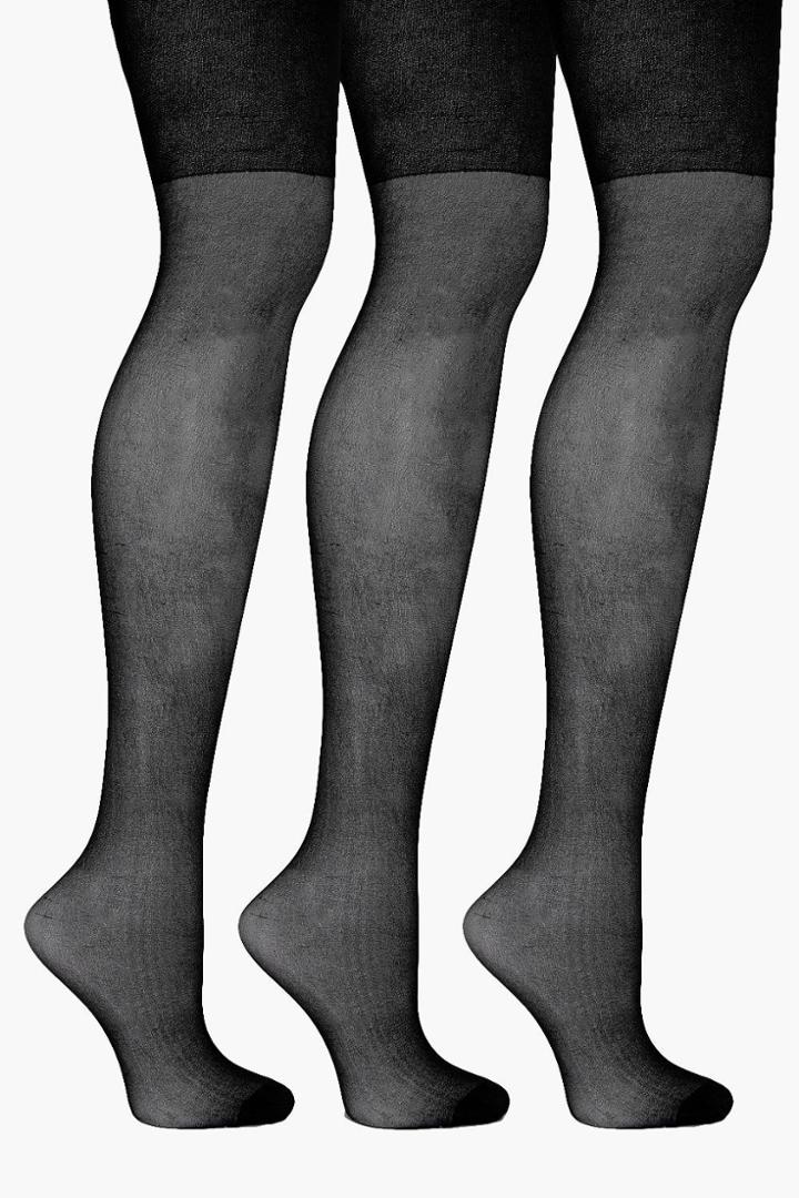 Boohoo Eliza 3 Pack 20 Denier Tights Black