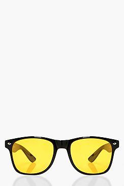 Boohoo Eliza Yellow Lens Retro Sunglasses