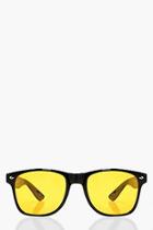 Boohoo Eliza Yellow Lens Retro Sunglasses