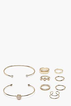 Boohoo Ring And Arm Cuff 9 Pack Set
