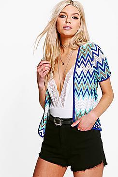 Boohoo Georgina Zig Zag Short Sleeve Kimono