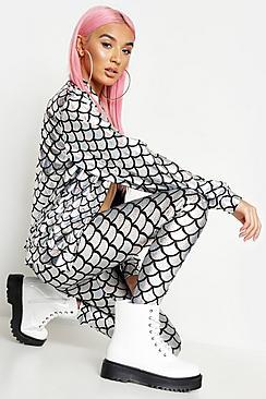 Boohoo Mermaid Print Festival Jacket