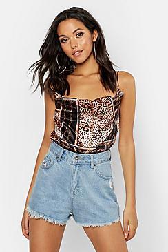 Boohoo Tall Chain Print Cowl Neck Cami