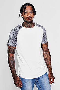 Boohoo Muscle Fit Velour Raglan T-shirt