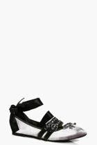 Boohoo Alice Multi Strap Ribbon Tie Ballet Grey
