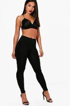 Boohoo Kelly Velvet Flocked Side Leggings