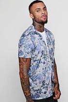 Boohoo Vintage Rose Print Short Sleeve Revere Shirt