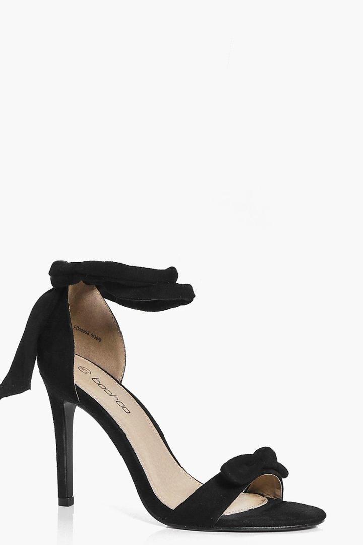 Boohoo Orla Bow Trim Two Part Heels Black