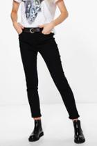 Boohoo Jess Mid Rise 32' Leg Skinny Jeans Black