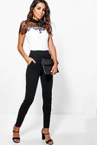 Boohoo Lara Lace Trim Tie Neck Jumpsuit