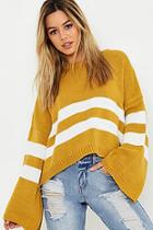 Boohoo Petite Stripe Wide Sleeve Jumper