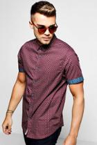 Boohoo Burgundy Short Sleeve Ditsy Print Shirt Burgundy