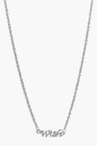 Boohoo Isabel Wish Slogan Necklace Silver