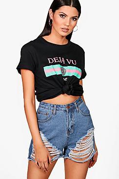 Boohoo Tall Jasmin Deja Vu Slogan Tee