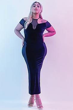 Boohoo Jordyn Mesh Panel Velvet Bodycon Dress