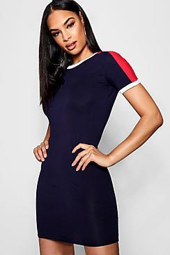 Boohoo Emma Stripe Contrast Slim Fit T Shirt Dress