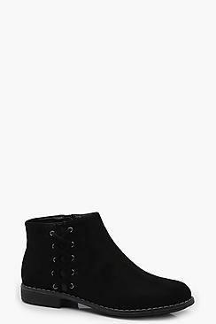 Boohoo Emily Lattice Side Ankle Boot