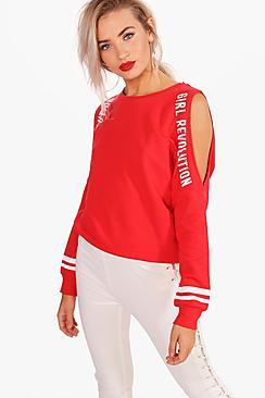 Boohoo Jane Cold Shoulder Slogan T-shirt