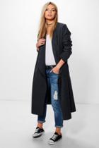 Boohoo Natalia Wool Look Shawl Collar Coat Grey