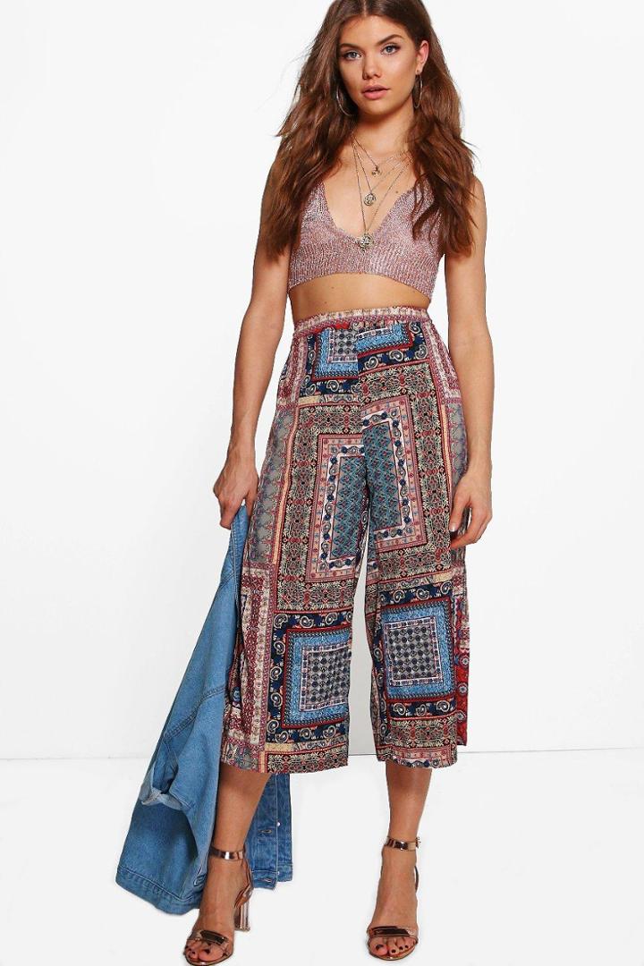 Boohoo Tall Anabel Paisley Culotte Multi