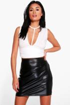 Boohoo Nora Strappy Harness Plunge Crop Ivory