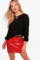 Boohoo Hallie Lace Up Rib Knitted Jumper