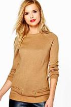 Boohoo Caroline Raglan Sleeve Jumper With Mock Pocket Zippers