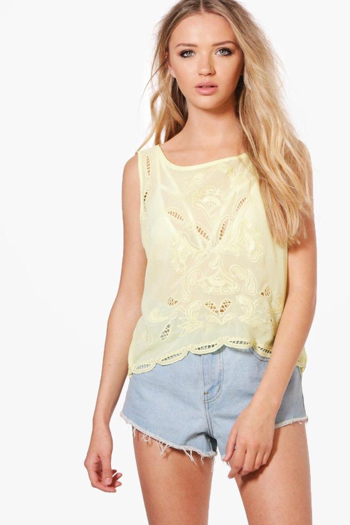 Boohoo Penelope Printed Crop Top Yellow