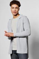 Boohoo Waffle Stitch Hooded Cardigan Grey