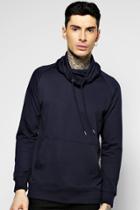 Boohoo Funnel Neck Raglan Sweatshirt Navy