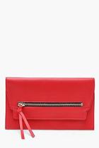 Boohoo Helena Contrast Chunky Zip Clutch & Chain