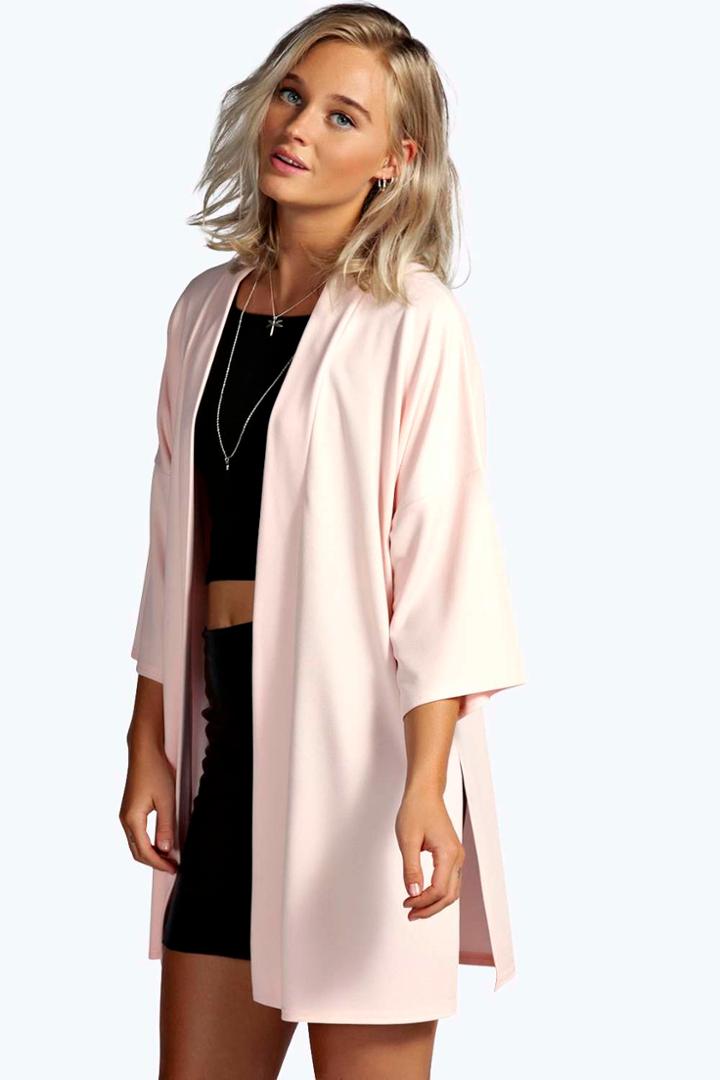 Boohoo Izabella Kimono Duster Coat - Nude