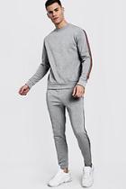 Boohoo Sweater Tracksuit With Contrast Tape