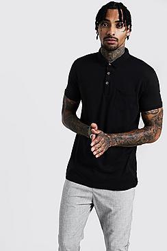 Boohoo Rib Collar Short Sleeve Polo