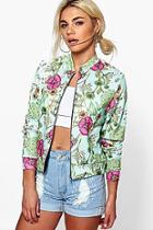 Boohoo Lacey Floral Jersey Bomber