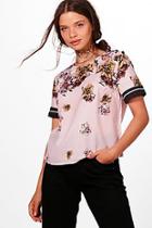 Boohoo Holly Floral Crop Shirt