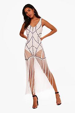 Boohoo Boutique Fringe Embellish Bodycon Dress